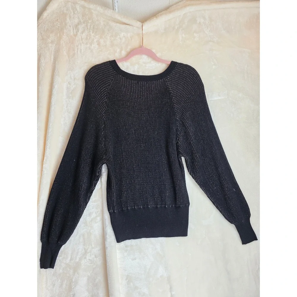 Splendid Black Knit Metallic Thread Pullover Sweater‎ Women's Small
